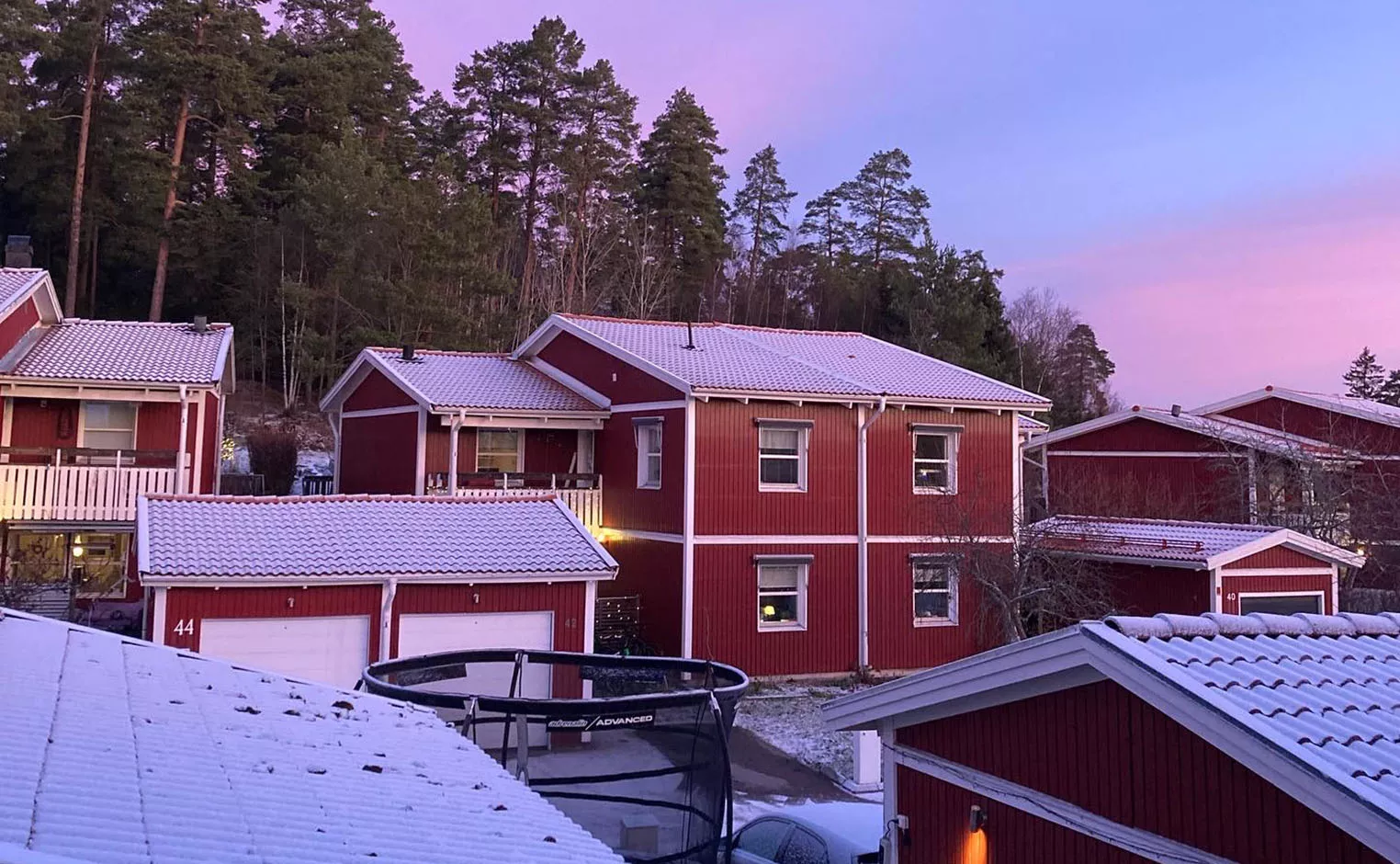 houses in Sweden covered in snow