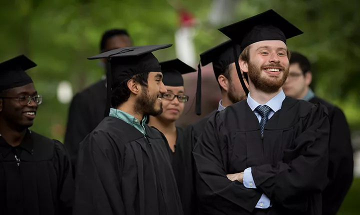 Students smiling at Baccalaureate 2017.