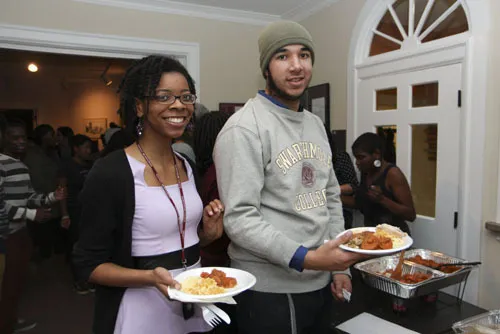 Students at the annual SASS Thanksgiving dinner.