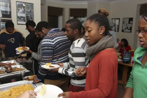 Students at the annual SASS Thanksgiving dinner.