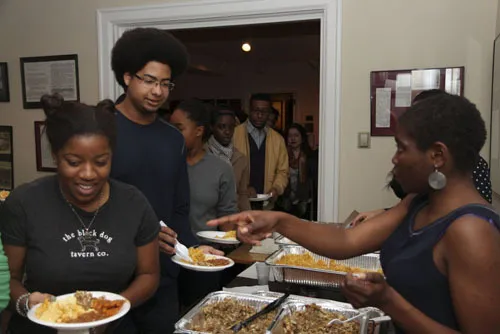 Students at the annual SASS Thanksgiving dinner.