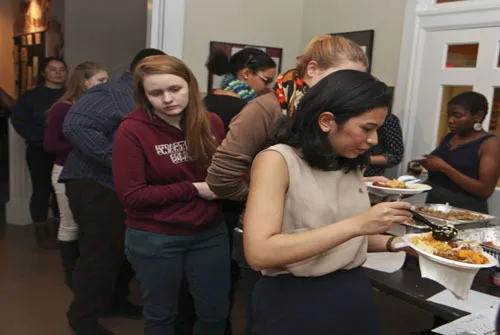 Students at the annual SASS Thanksgiving dinner.