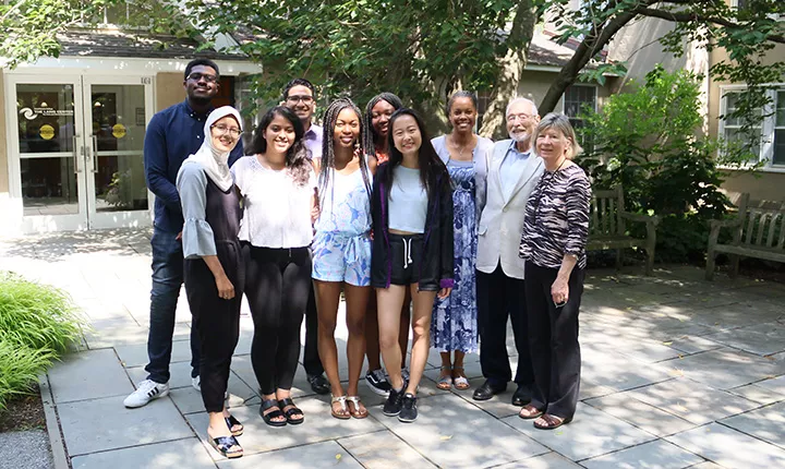 Chester Community Fellows stand in front of Lang Center