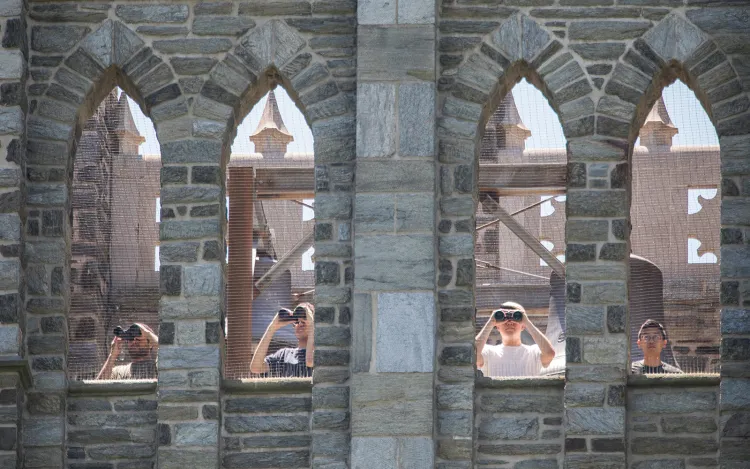 Students at top of bell tower