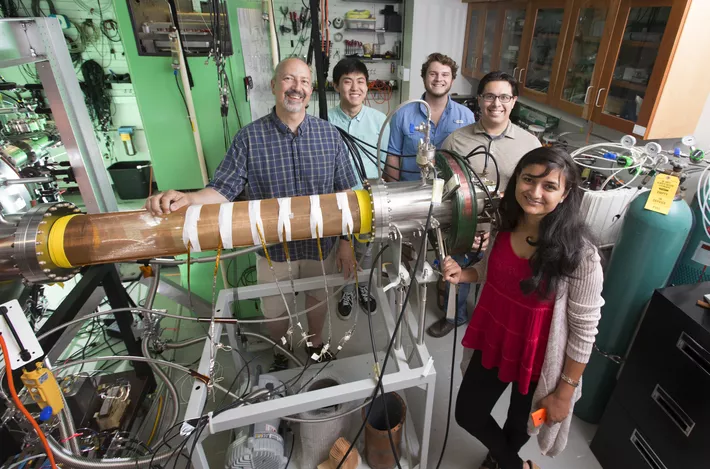 Mike brown and students in lab