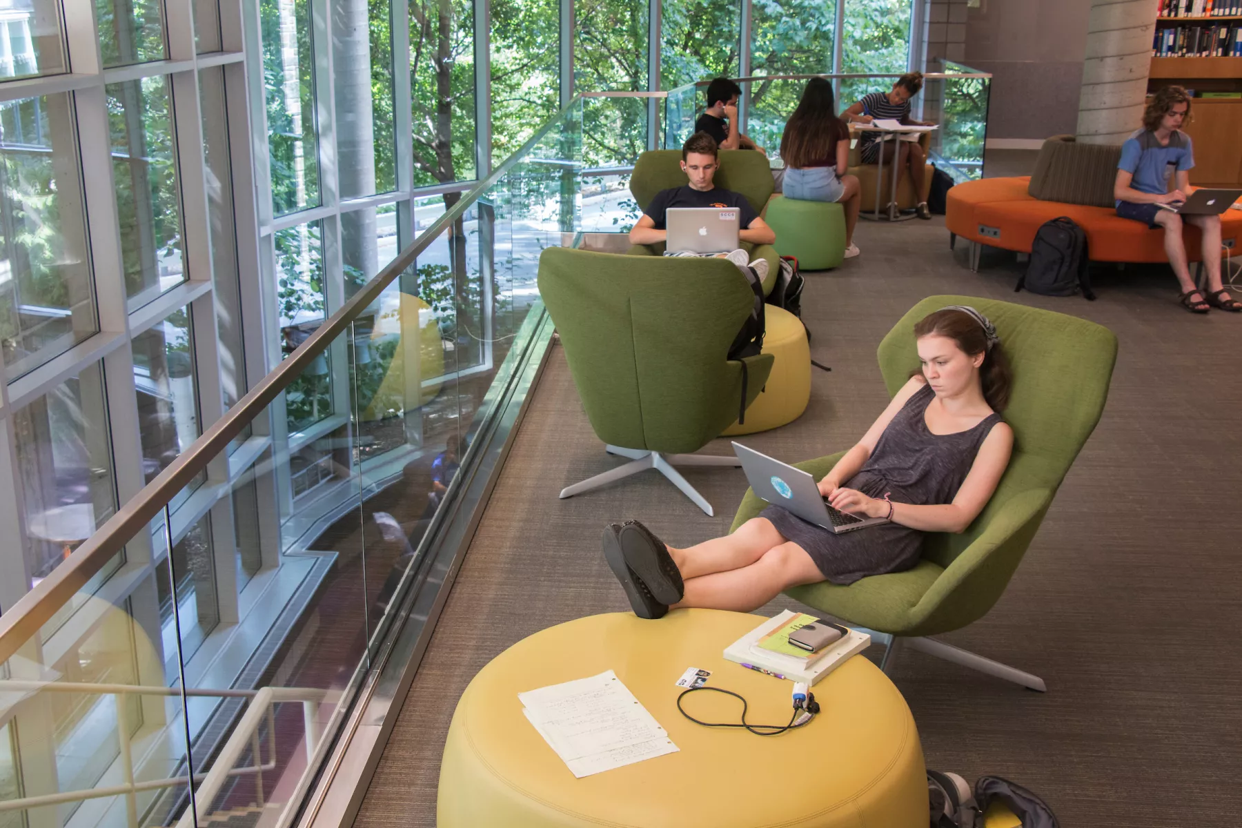 students studying in cornell library