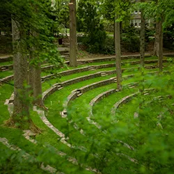 Amphitheater in spring with lush green growth