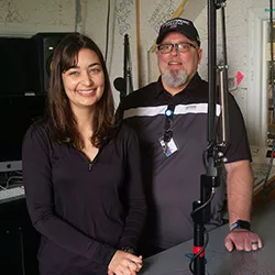 Student and EVS staff member in WSRN Studio